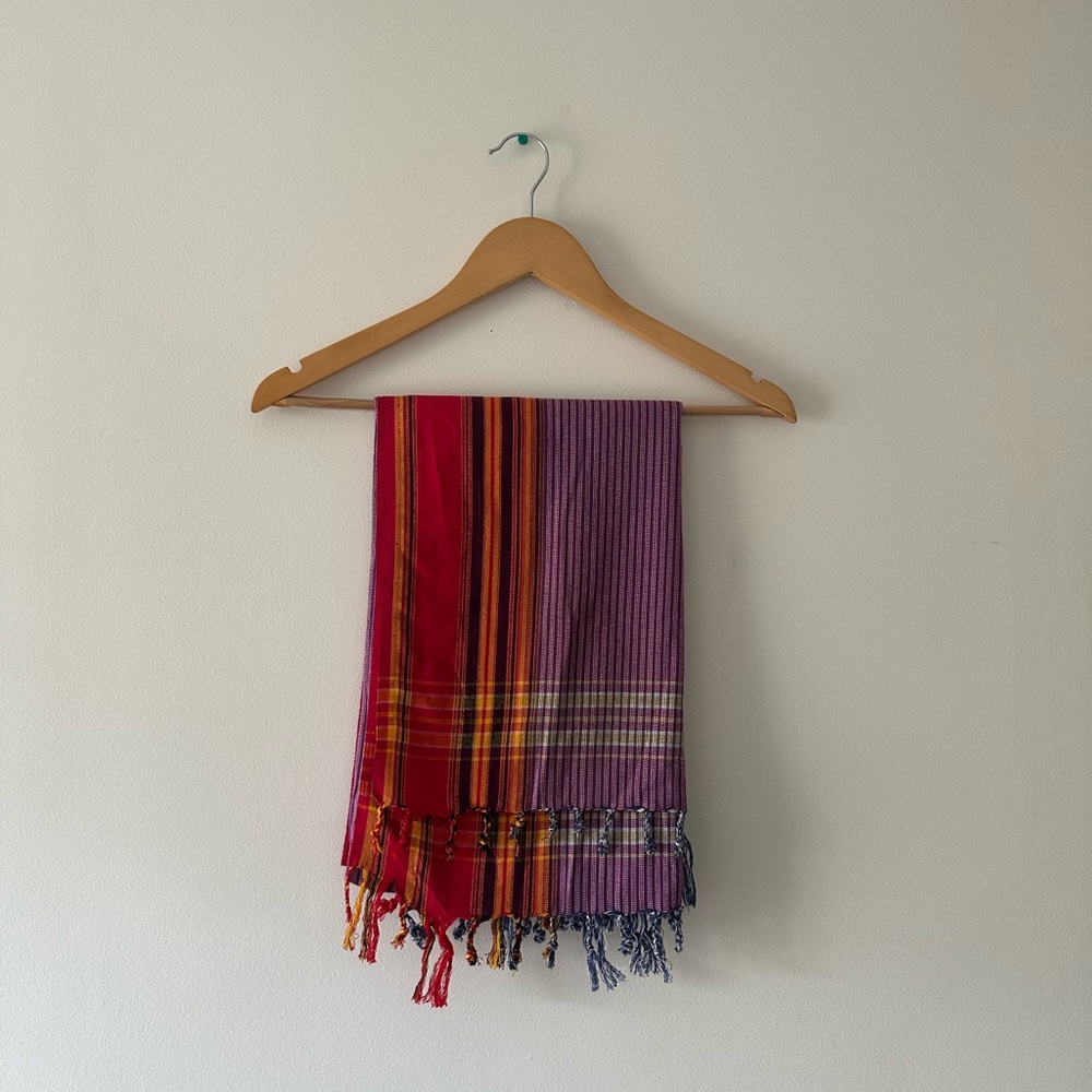 Striped Multicolor Fringe Scarf